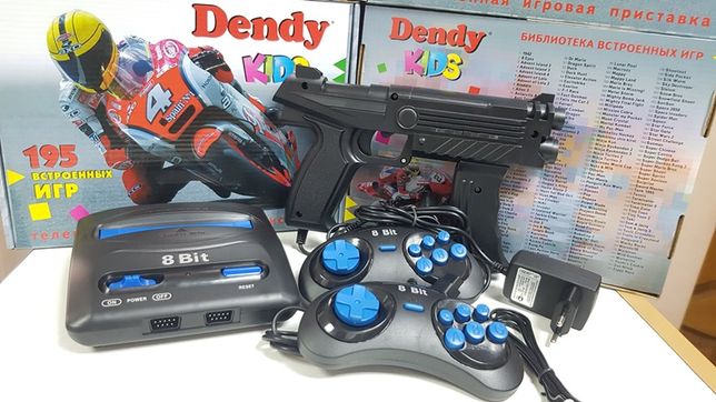 Денди Кидс 8 Бит+пистолет Dendy Kids НОВЫЕ ГАРАНТИЯ 195 Игр Марио