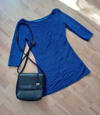 Sukienka tunika damska niebieska błyszcząca mini elastan S/36 M/38