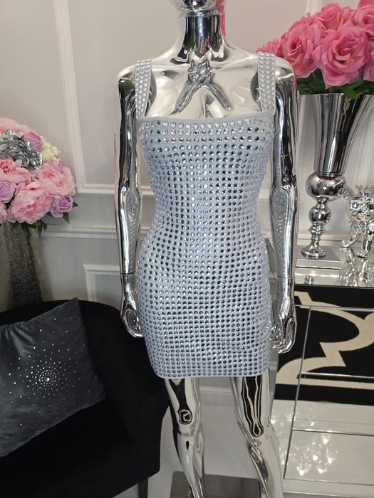 PRZEŚLICZNA sukienka bandażowa kryształki