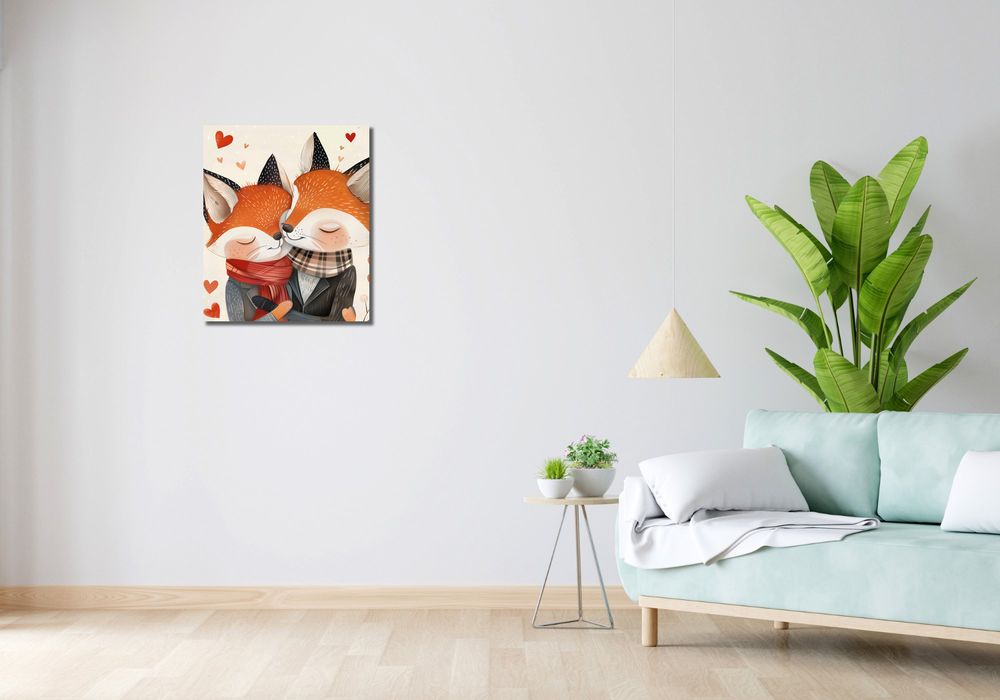 Obraz 50x60cm Dwójka Zakochanych Lisków