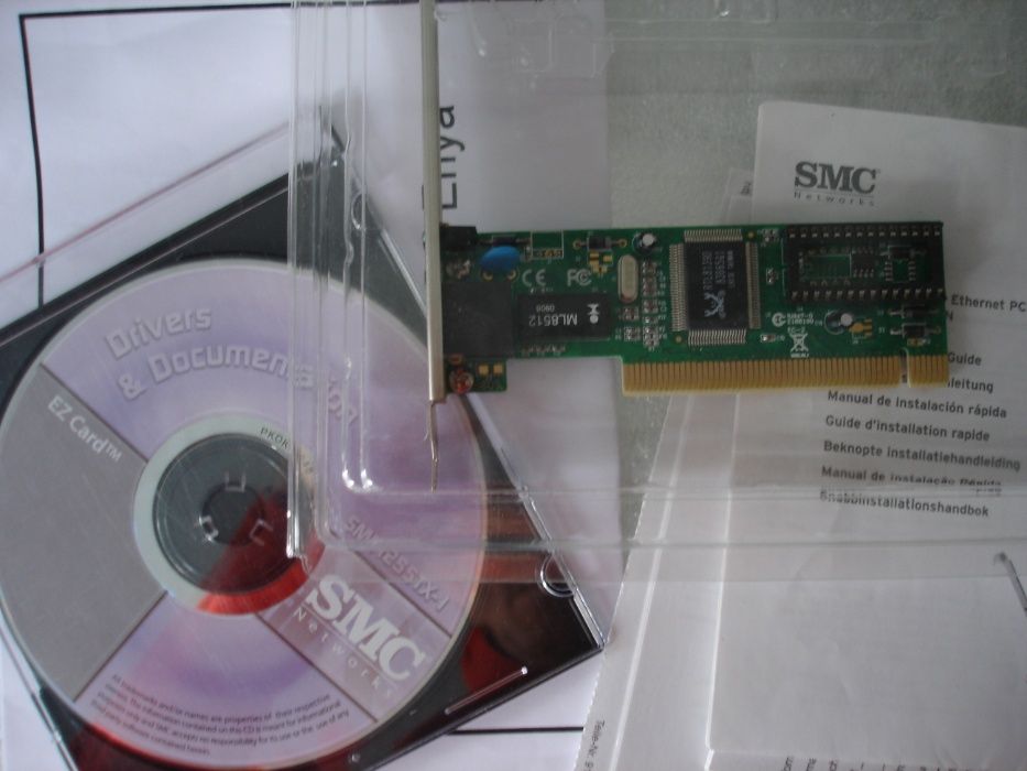 SMC-Placa de rede PCI 10/100 mbps - completamente nova