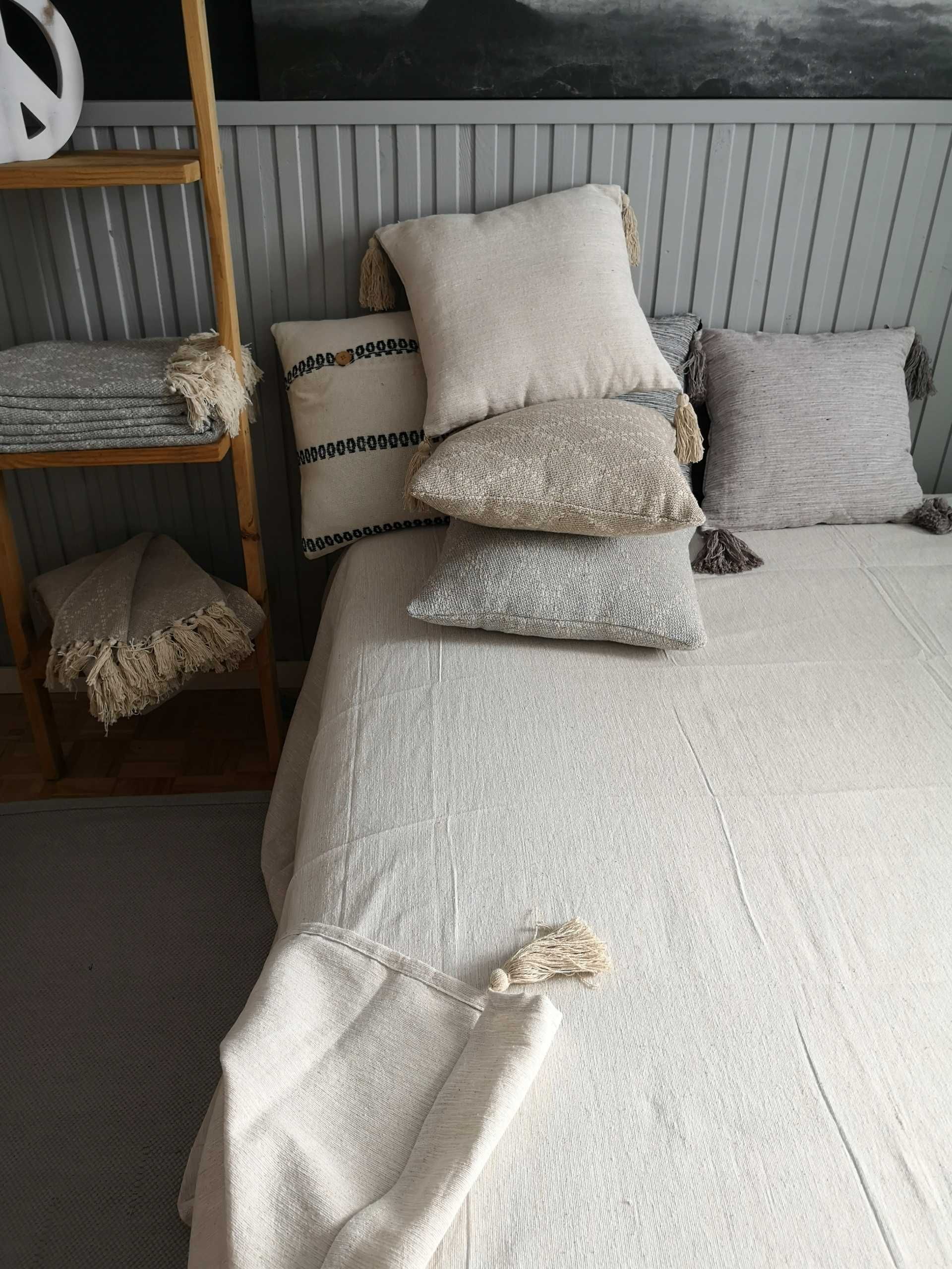 Narzuta na kanapę boho loft 200x220 chwosty melanż bawełna bawełniana