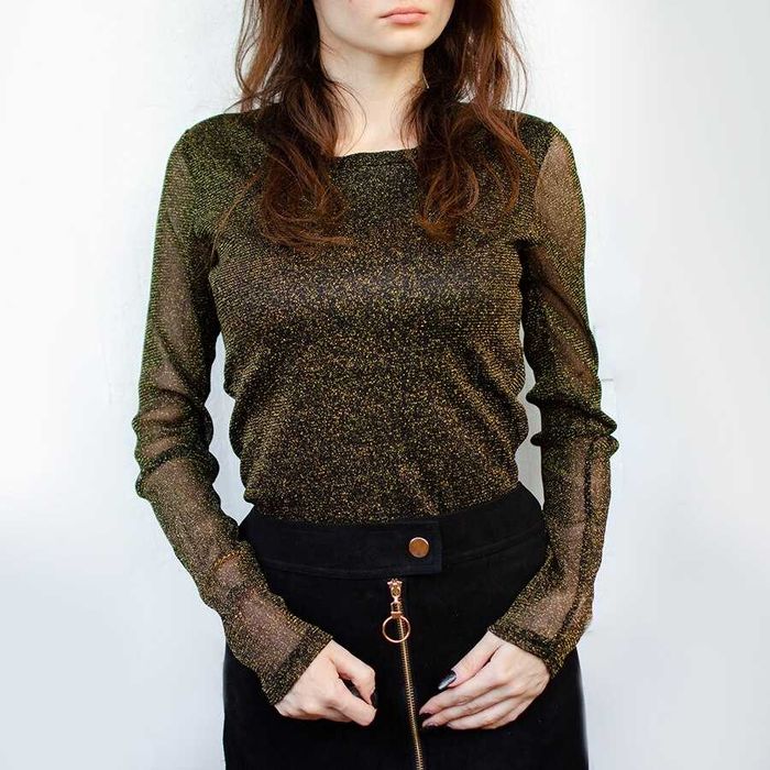 Жіноча кофтинка  блуза  джемпер темно-зелена з золотом люрекс