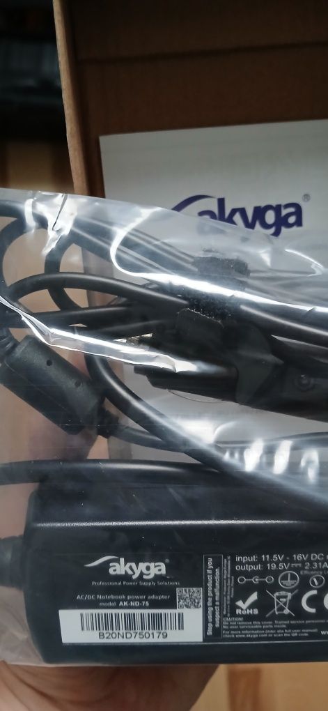 Akyga AK-ND-75 zasilacz do laptopa. Nowy nieużywany. Wawa Bemowo