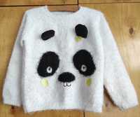 sweterek biały panda 98-104 cm