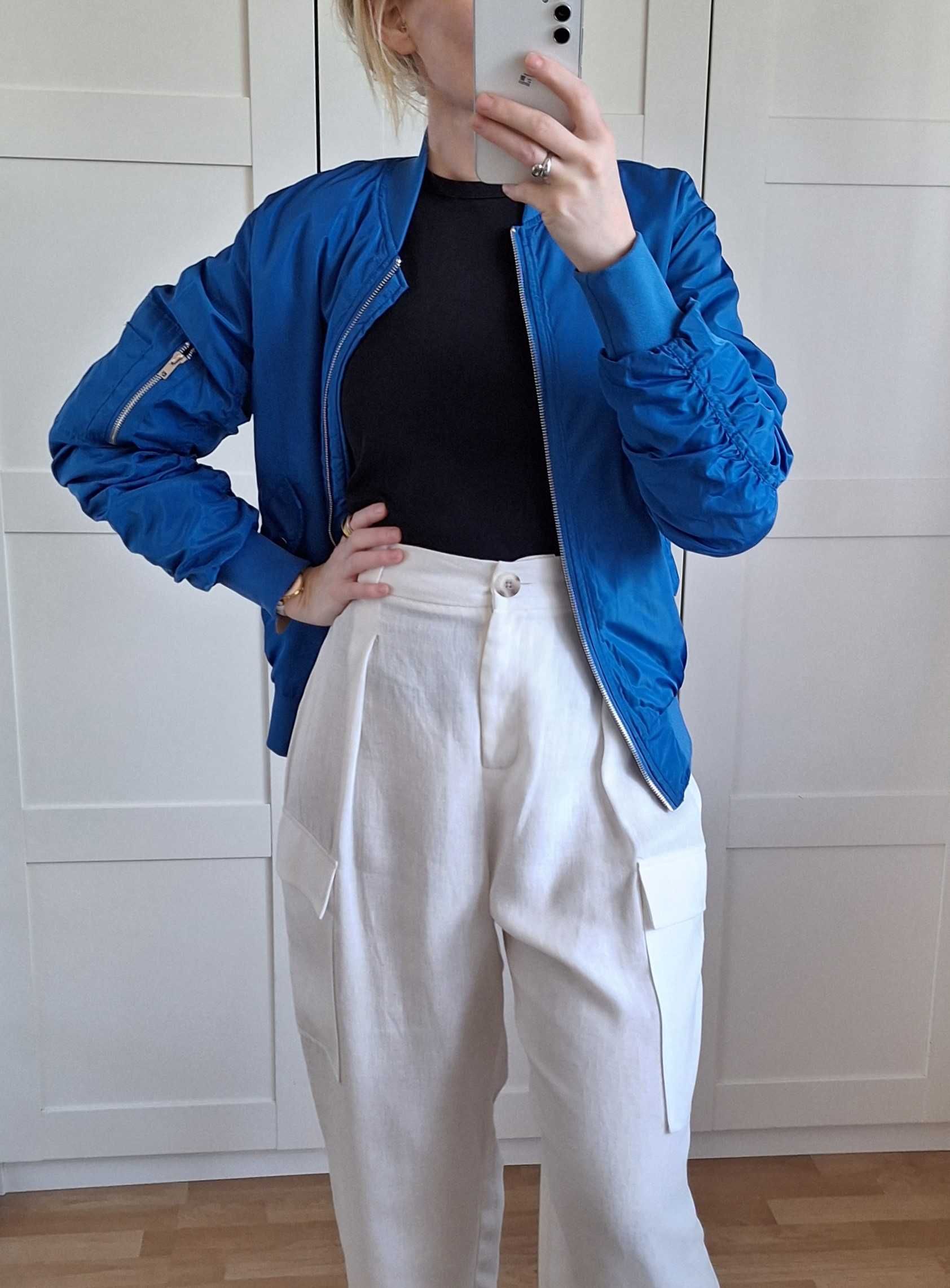 NLY Trend Kurtka Damska Niebieska Przejściowa Bomber Jacket XXS/ XS