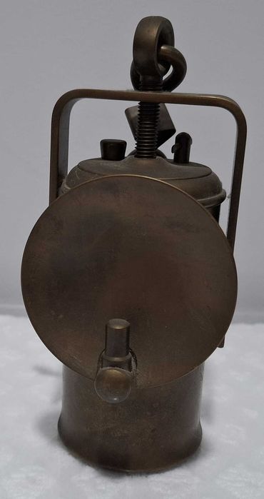 Lampka górnicza karbidowa, 8,2x7x16cm, 923g (Kolekcje, hobby, lampa)