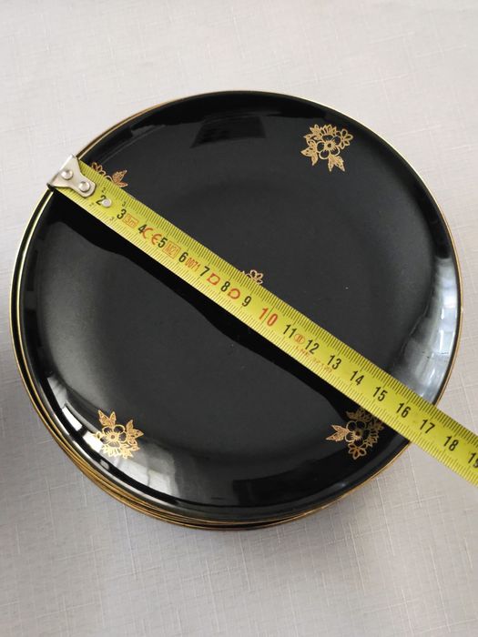 Zestaw deserowy: patera + 5 talerzyków porcelit Pruszkow  prl retro