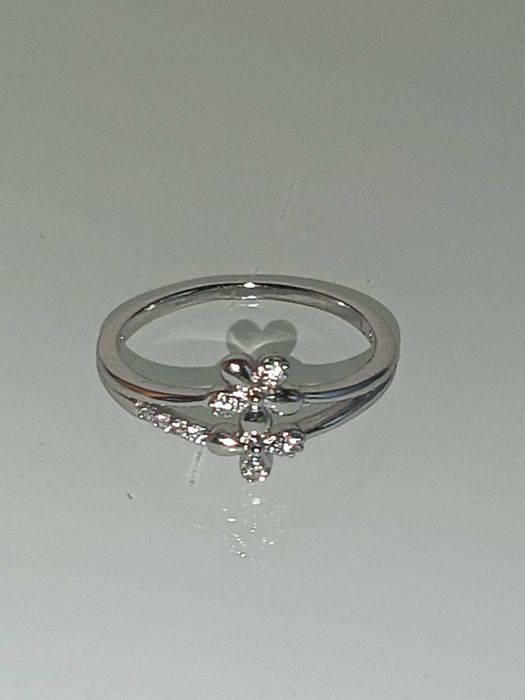 Кільце "Дві квітки" з камінням, медсталь з pодієм, Xuping