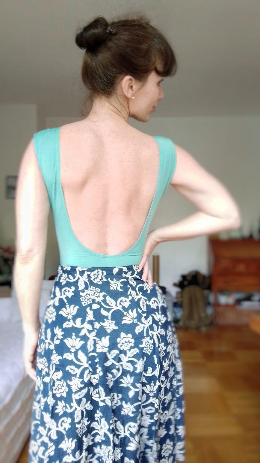 Miętowy strój kąpielowy XS Monki retro 50s wycięte plecy
