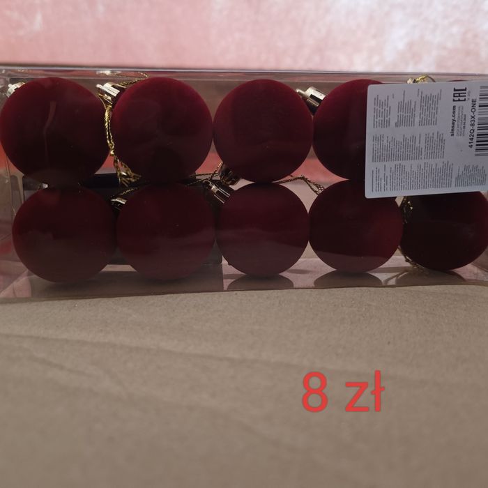 Bombki choinkowe czerwone welurowe