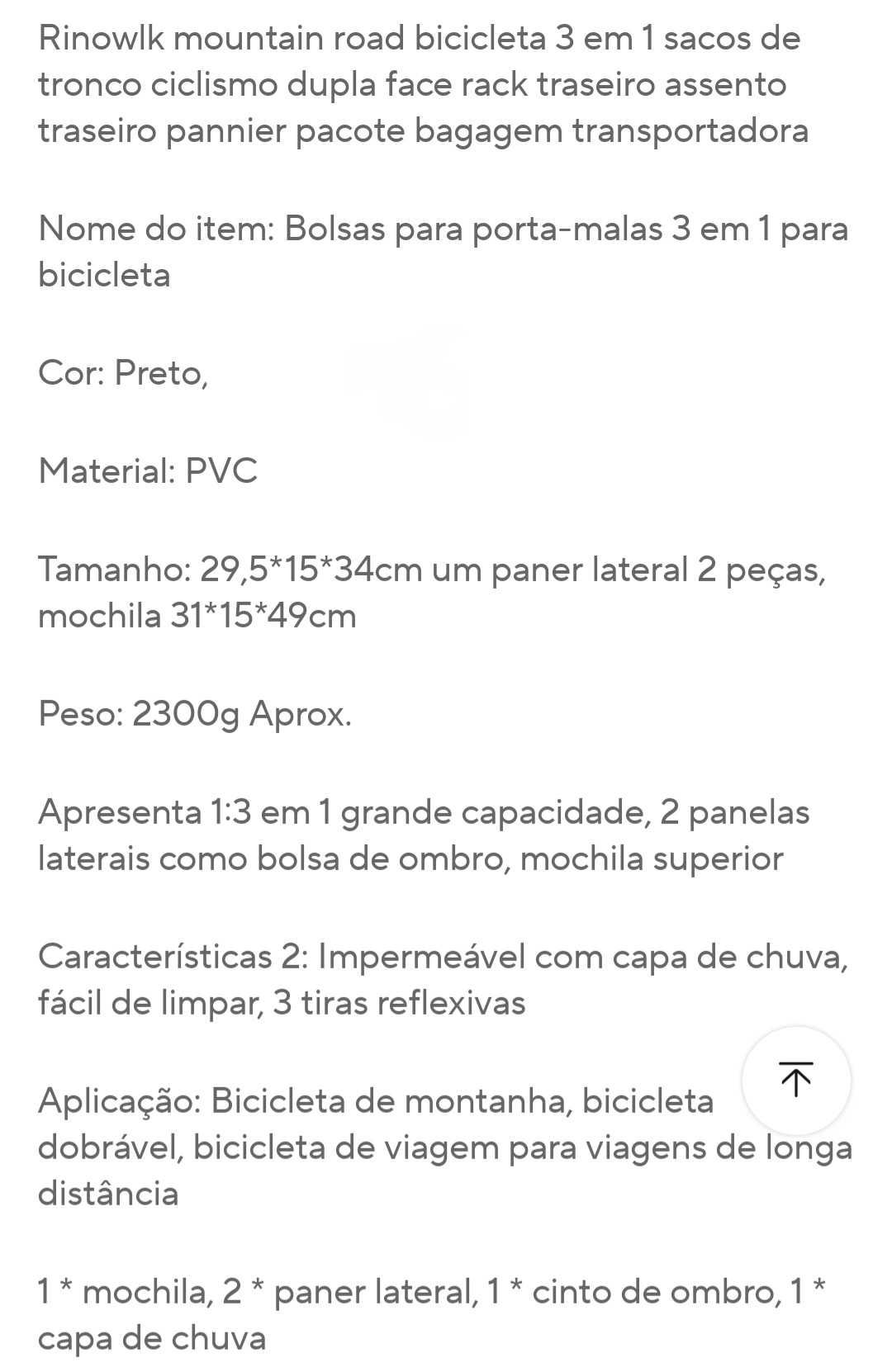 Bolsas para porta malas 3 em 1 para bicicletas