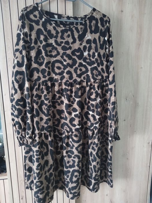 Shein Nowa luźna sukienka w panterkę sukienka panterkowa