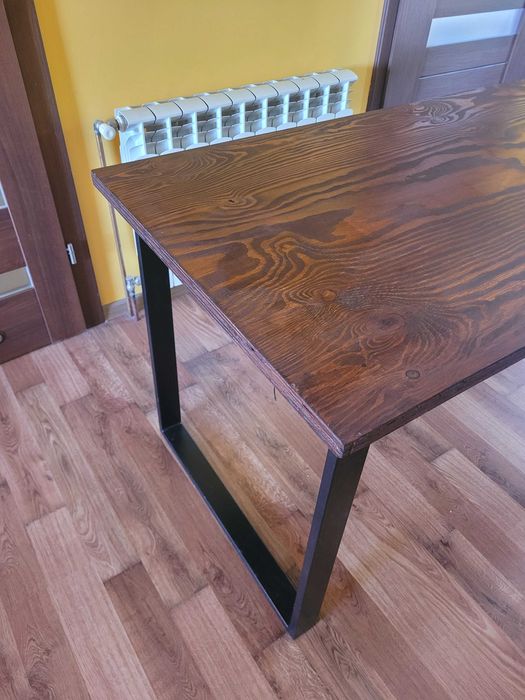Biurko loft 150×75 – stalowy stelaż, blat drewniany, handmade