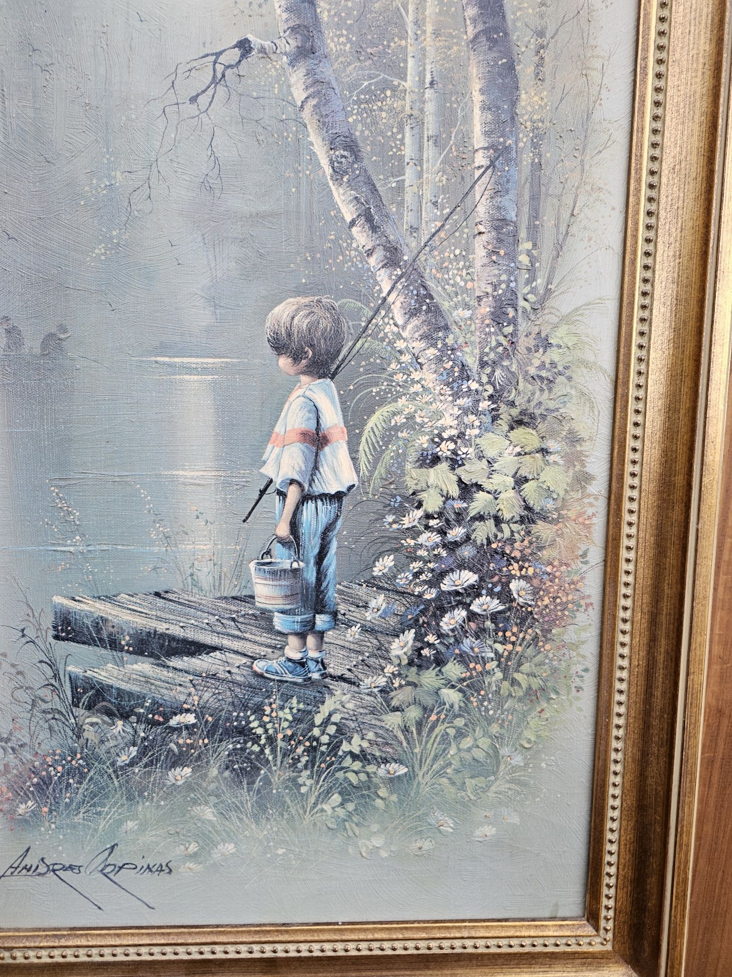 Obraz chłopiec złota rama 47x 86 cm #1420 Stylowy Węgrów