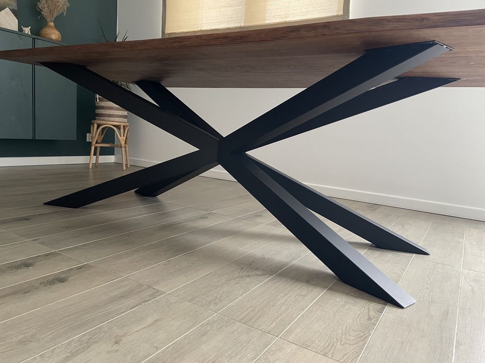 Stół nowy drewniany dąb 200x100 noga czarny mat pająk