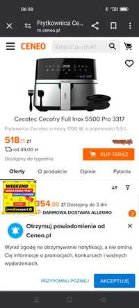 Cecotec Frytkownica na gorące powietrze 5,5 L Cecofry Full Inox Pro si