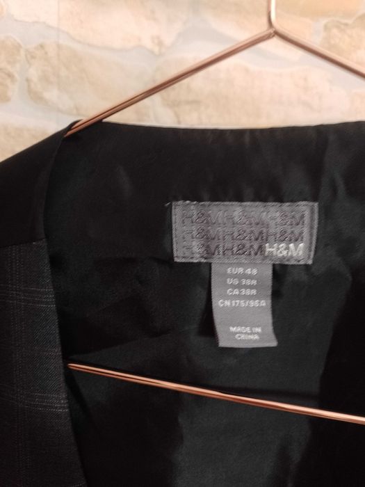 (M) H&M/ Dwurzędowa kamizelka garniturowa w kratę z Londynu, NOWA