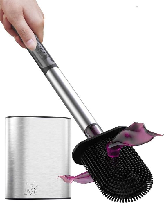 Silikonowa szczotka toaletowa z uchwytem i dozownikiem montaż ścienny