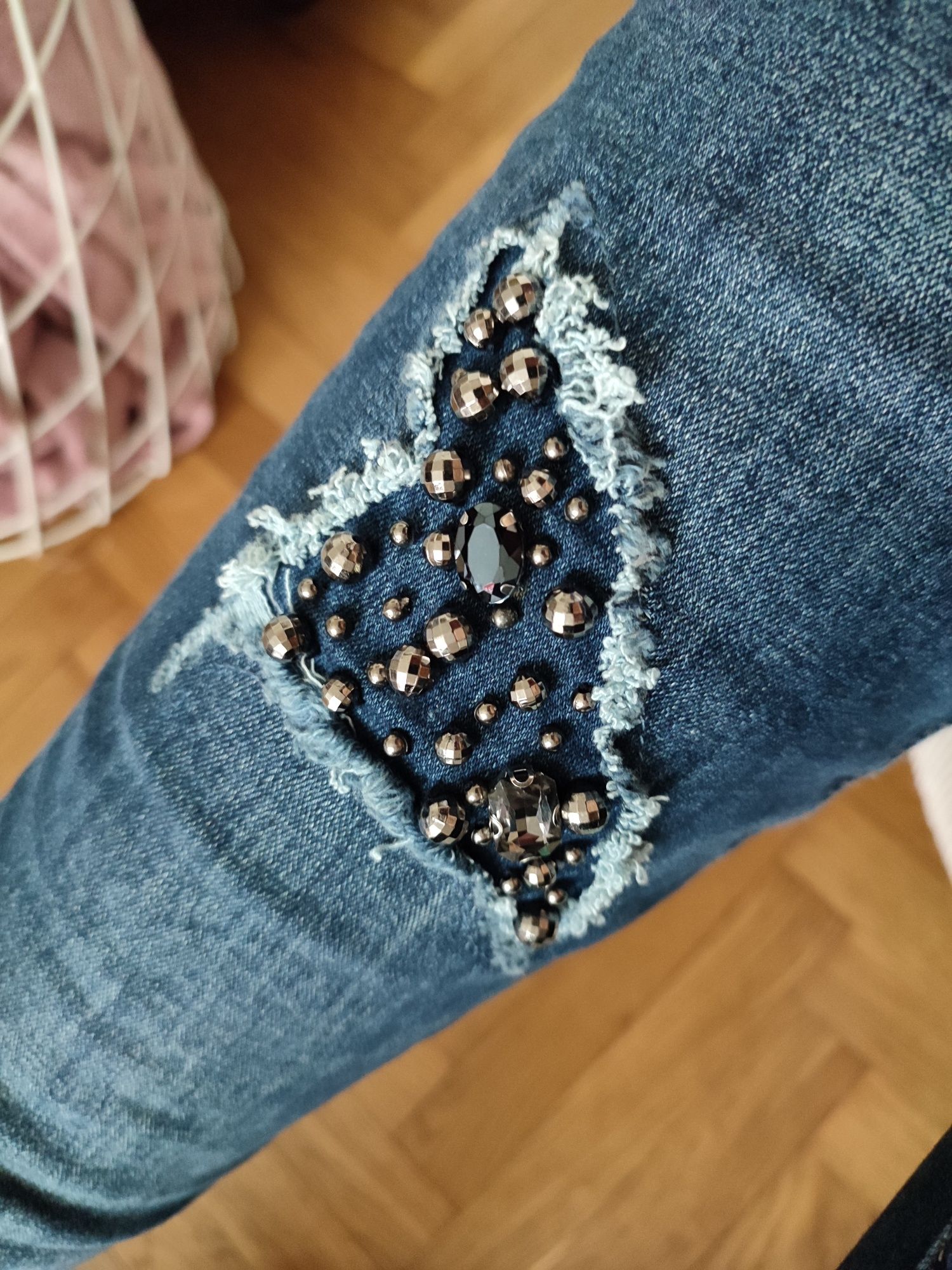 Nowe jeansy biżuteria XS/S Tk Maxx 34/36 spodnie rurki jeansowe