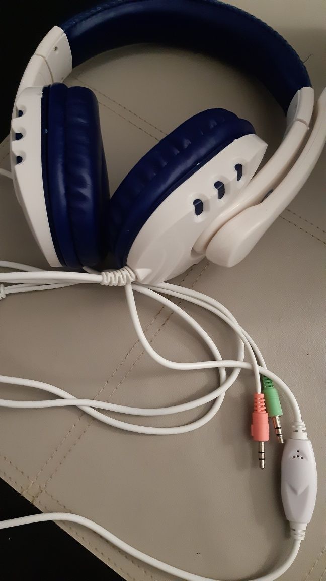 Słuchawki komputerowe z mikrofonem na jacka, NOWE, old school