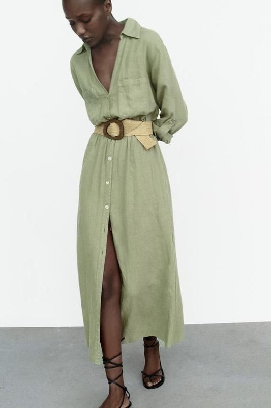Zara - сукня льон,розкішна котон стил,без поясуьна s(ОСТАННІЙ РОЗМІР)