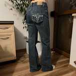 Vintage Szerokie Spodnie Y2K Haft Wide Leg Denim Retro Y2K 90s