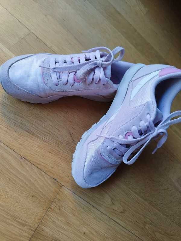 biało różowe 36 couqette y2k pudrowe sneakersy reebok classic sportowe
