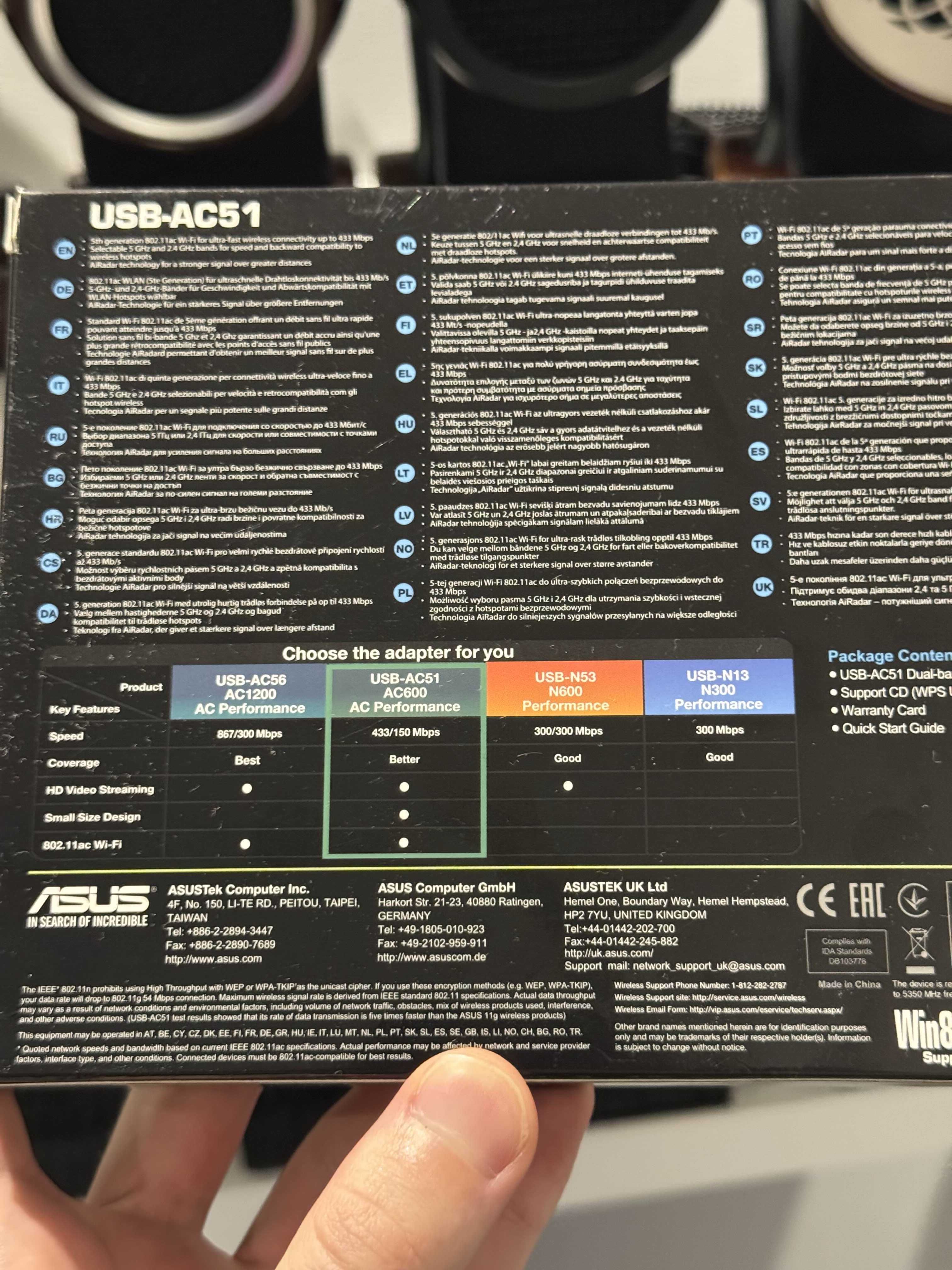 ASUS USB-AC51 WiFi AC600 Dual Band – Nowy, z pudełkiem