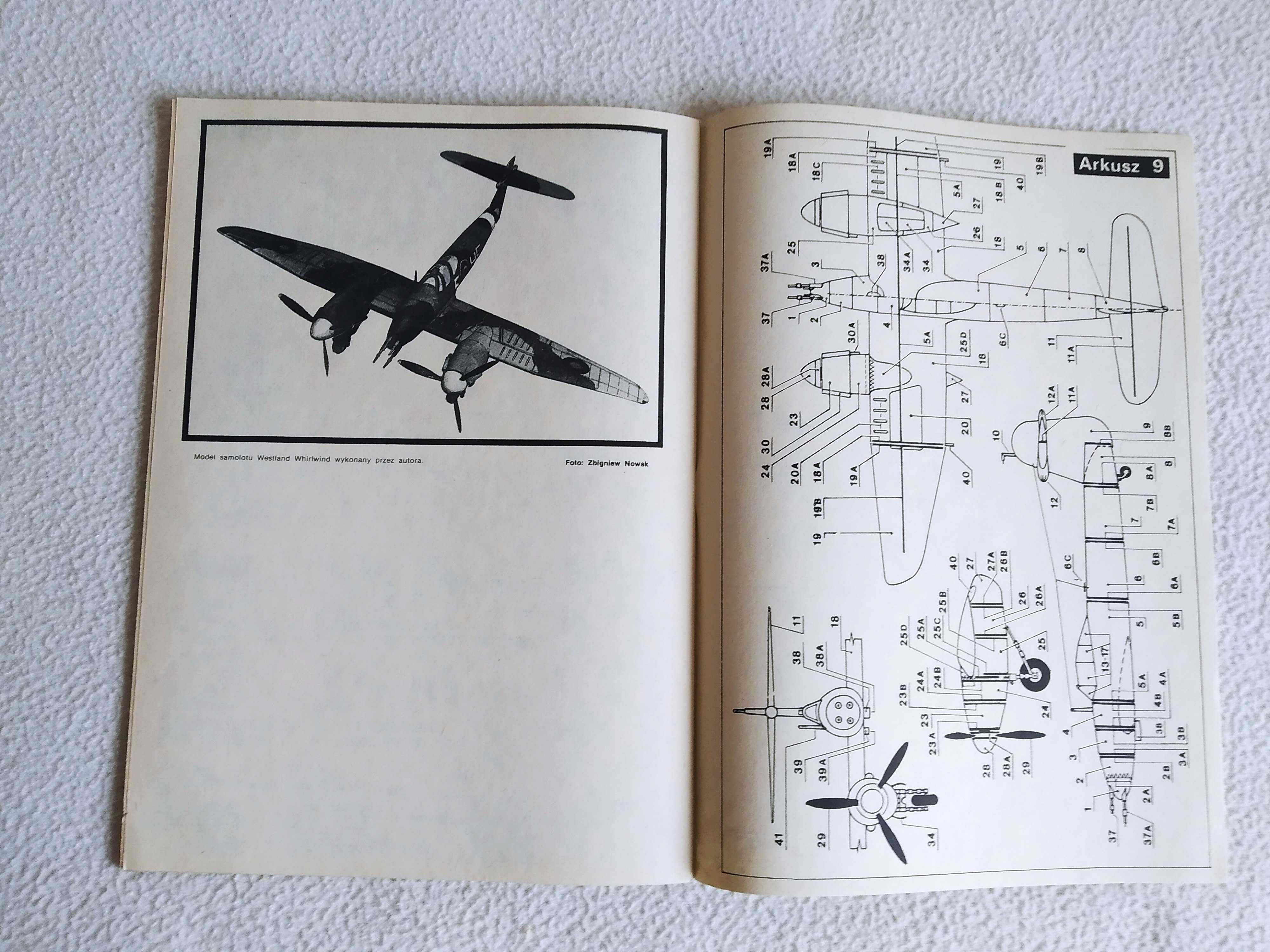 Model Kartonowy nr 4/1984 Ang. samolot myśliwski WESTLAND WHIRLWIND