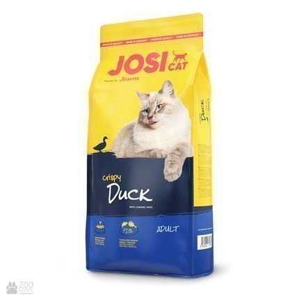 JosiCat Crispy Duck, корм для котів з м'ясом качки і рибою 10 кг