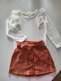 Komplet dla dziewczynki 104-110 spódniczka bluzka nowy