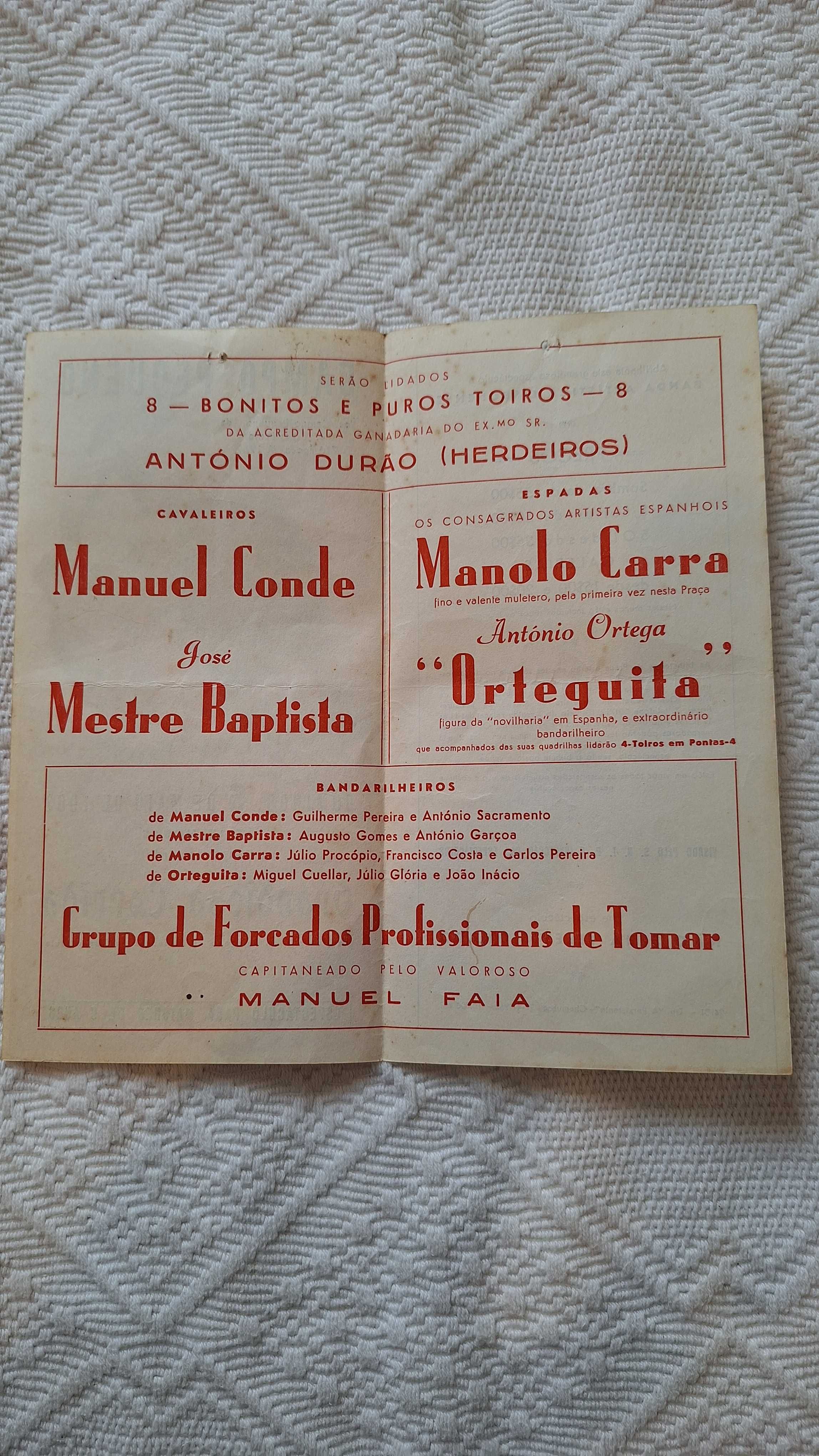 Cartaz panfleto corrida de toiros tourada tauromaquia 1962