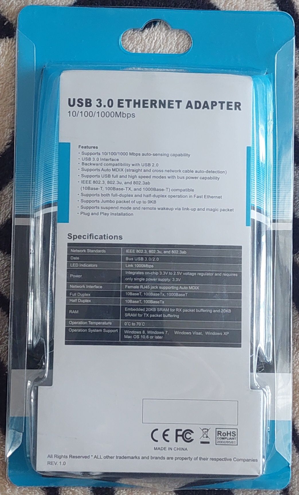 (НОВЫЙ] Гигабитная сетевая карта FENVY LAN USB 3.0 RJ45 adapter
