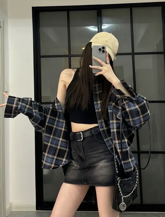 Картата сорочка синя