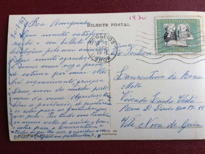 Postal Lisboa 1963, Praça de Dom Pedro lv. 1963 selado e carimbado, mu