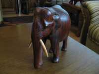 Słoń, drewniana rzeźba z twardego egzotycznego drewna, piękna