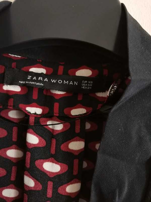 Koszula bluzka Zara jedwab poliester kimono XS wzory romby