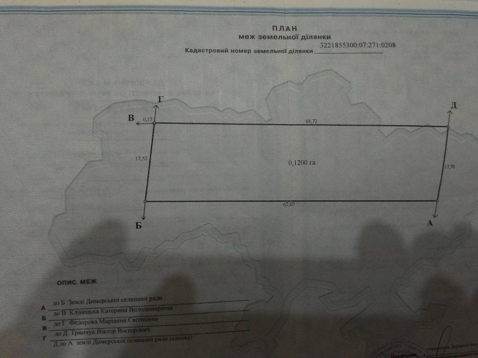 Продам участок 12 соток под дачу. Дымер.