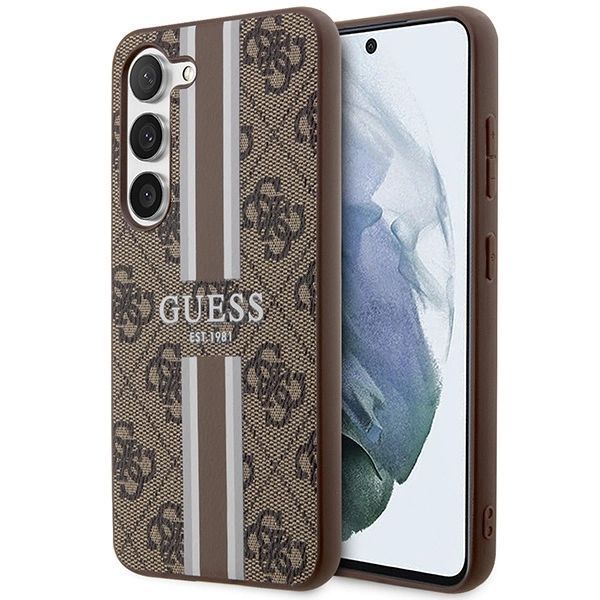 Etui Guess 4G Printed Stripes na Samsung Galaxy S23 - brązowe