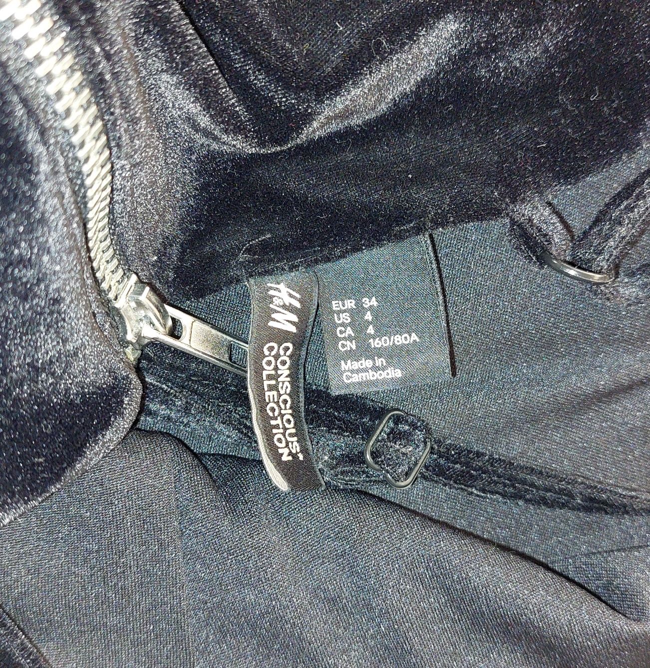 Sukienka h&m 34, xs, aksamitna góra i plisowany, zwiewny dółisowany