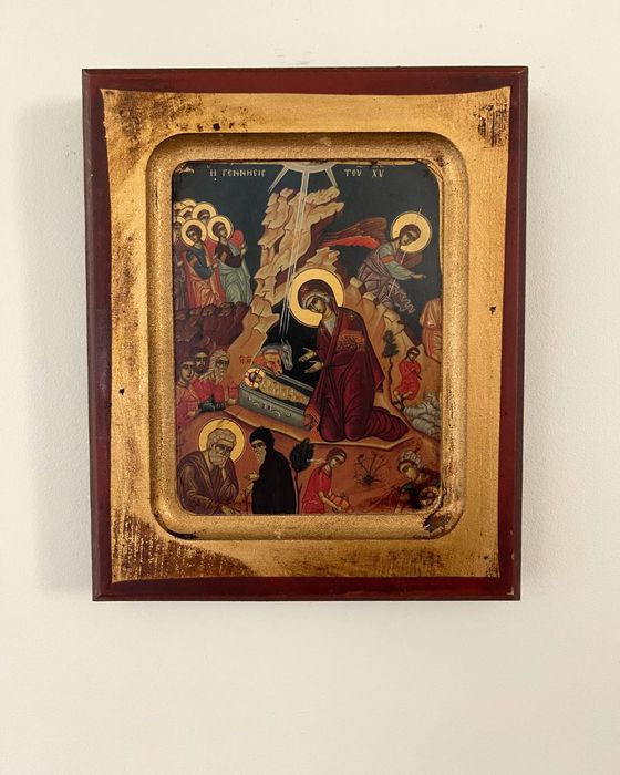 Ikona Grecja Narodziny Chrystusa Vintage