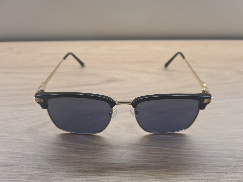 HIT Nowe Męskie Okulary Rayban Czarne Złote Przeciwsłoneczne UV400