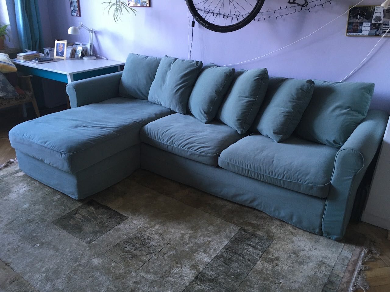 Ikea Gronlid Sofa 3-osobowa z szezlongiem, jasnozielony