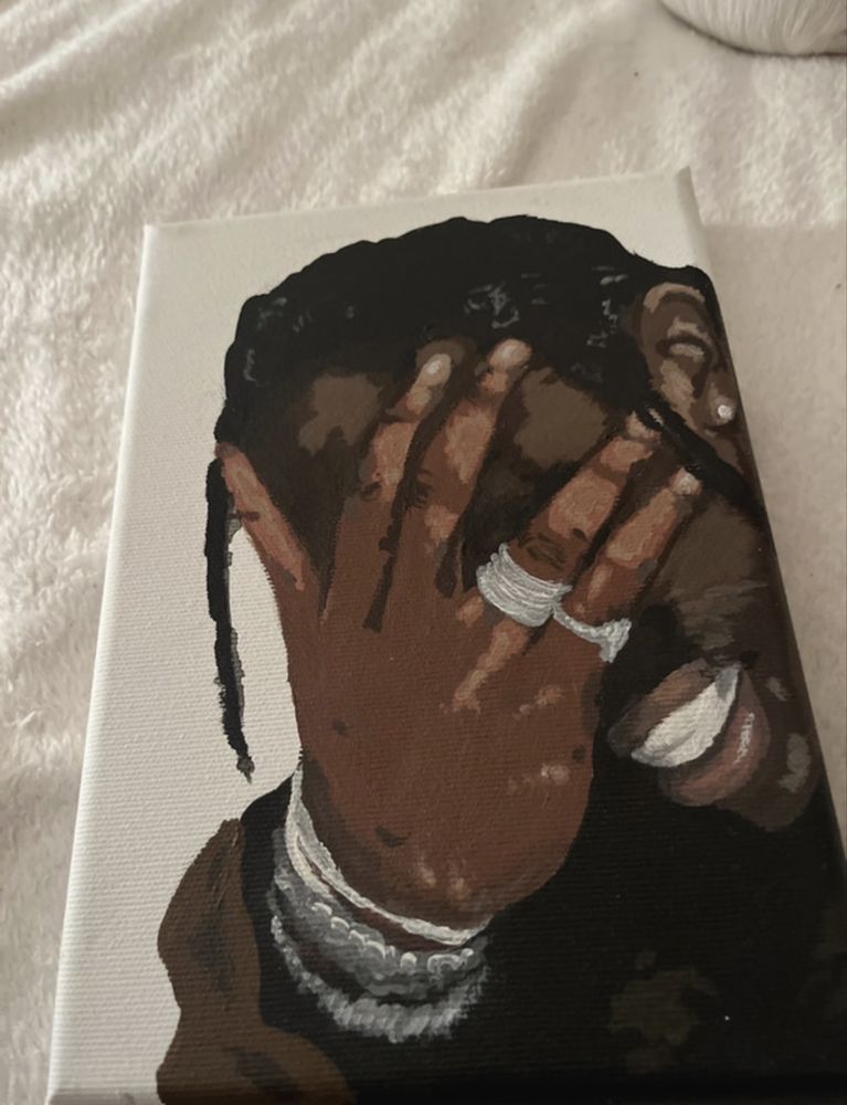 obraz y2k travis scott malowany 21x25 cm podobrazie