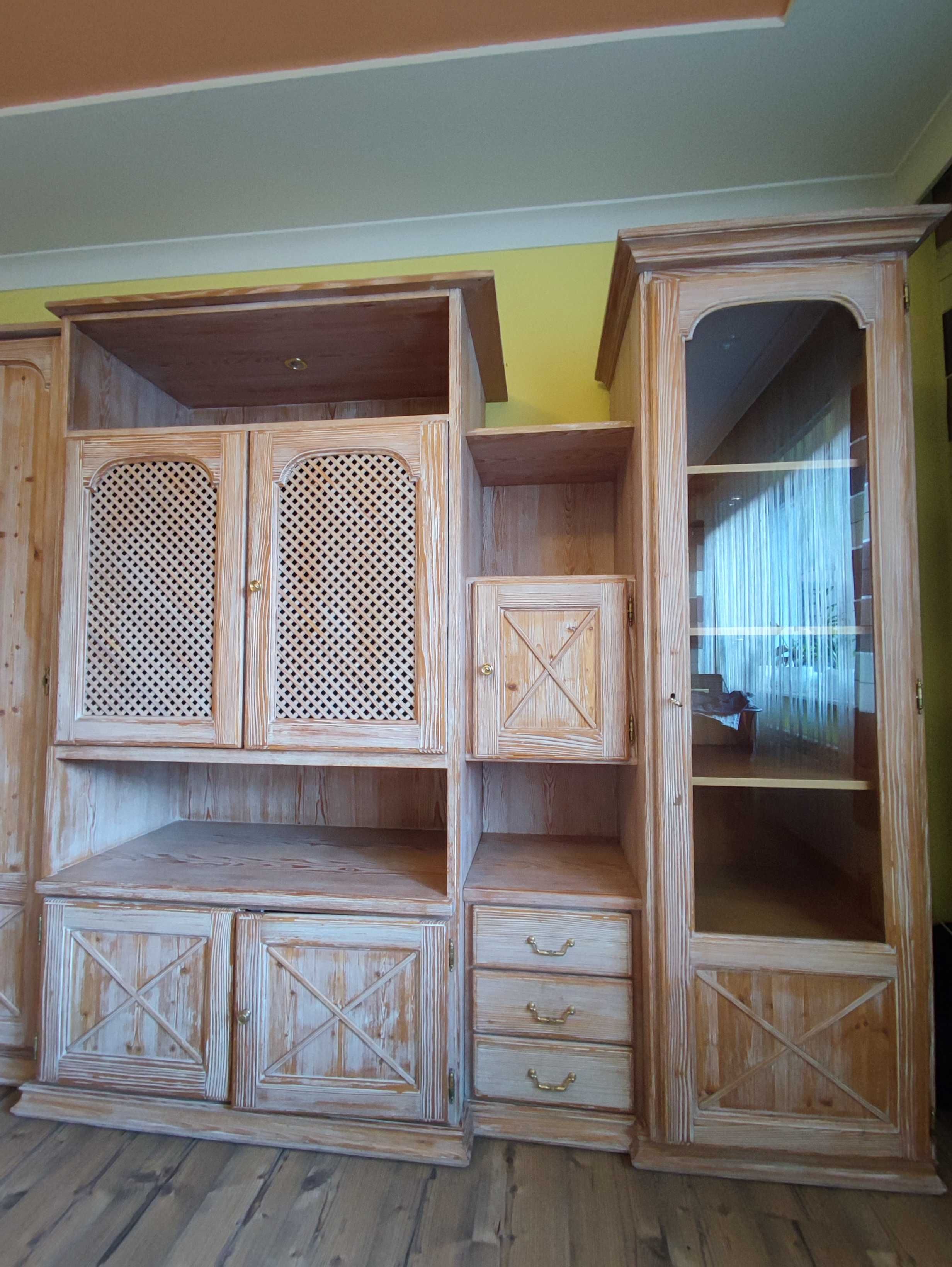 Masywna drewniana Rustykalna / Loftowa meblościanka 370x200x60cm OPIS