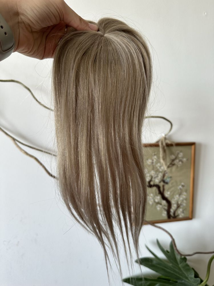 Dlugi topper popielaty blond
