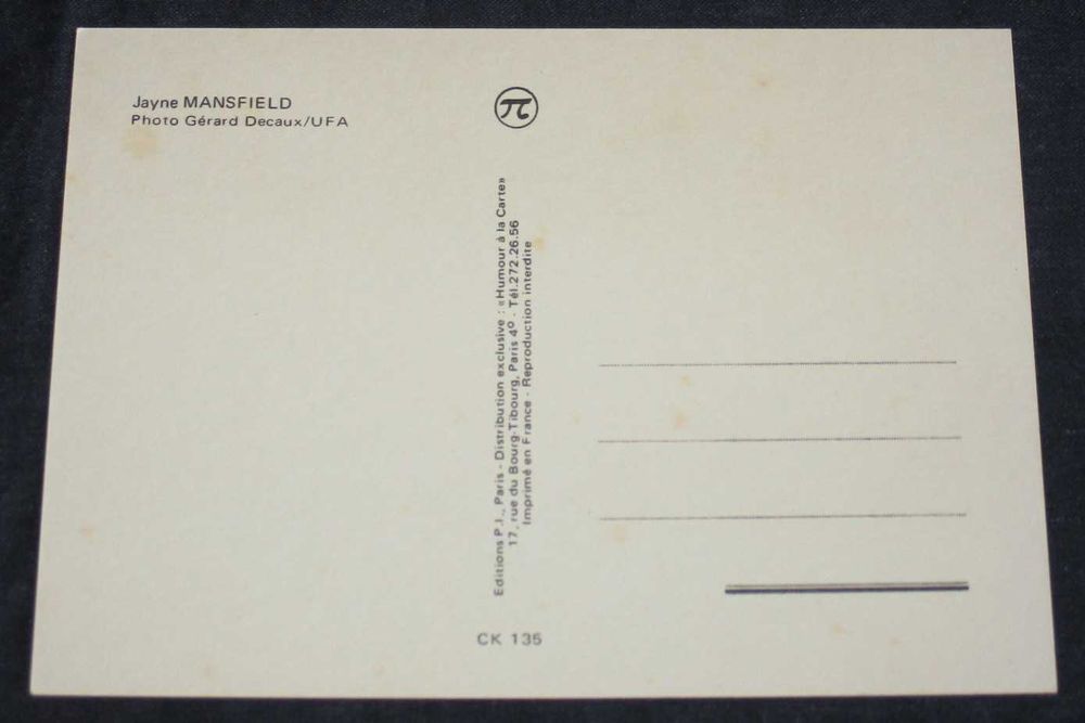 Bilhete Postal Jayne Mansfield