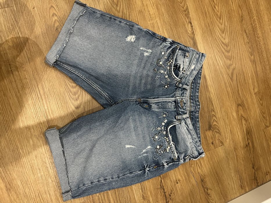 Spodenki z dlugą nogawką - jeansowe S