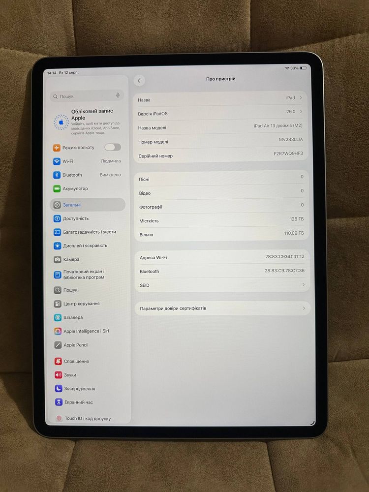 Ipad air 13 m2 128 gb ідеал